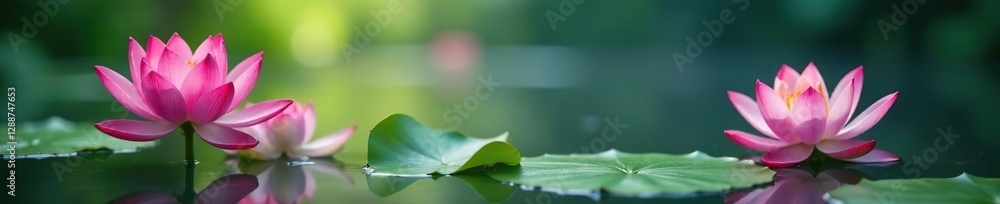 Lotus flowers blooming in a serene environment, peaceful, aquatic Lotus flowers blooming in a serene environment, peaceful, aquatic
