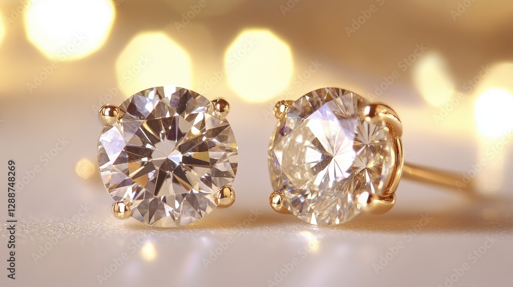 A gorgeous set of diamond studs on a white surface. A gorgeous set of diamond studs on a white surface.