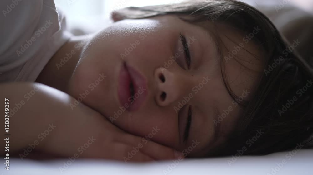 Close-up of a child sleeping peacefully, capturing the innocence and tranquility of childhood, with a soft and calm expression, highlighting a serene moment of rest Close-up of a child sleeping peacefully, capturing the innocence and tranquility of childhood, with a soft and calm expression, highlighting a serene moment of rest