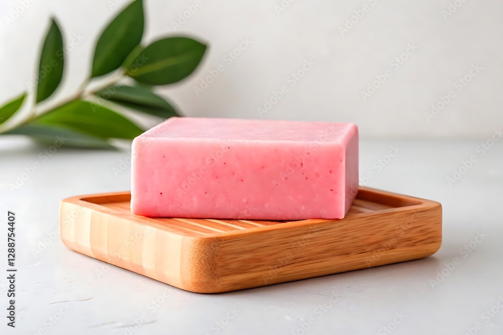Natural Pink Soap Mock up with Botanical Accents Natural Pink Soap Mock up with Botanical Accents