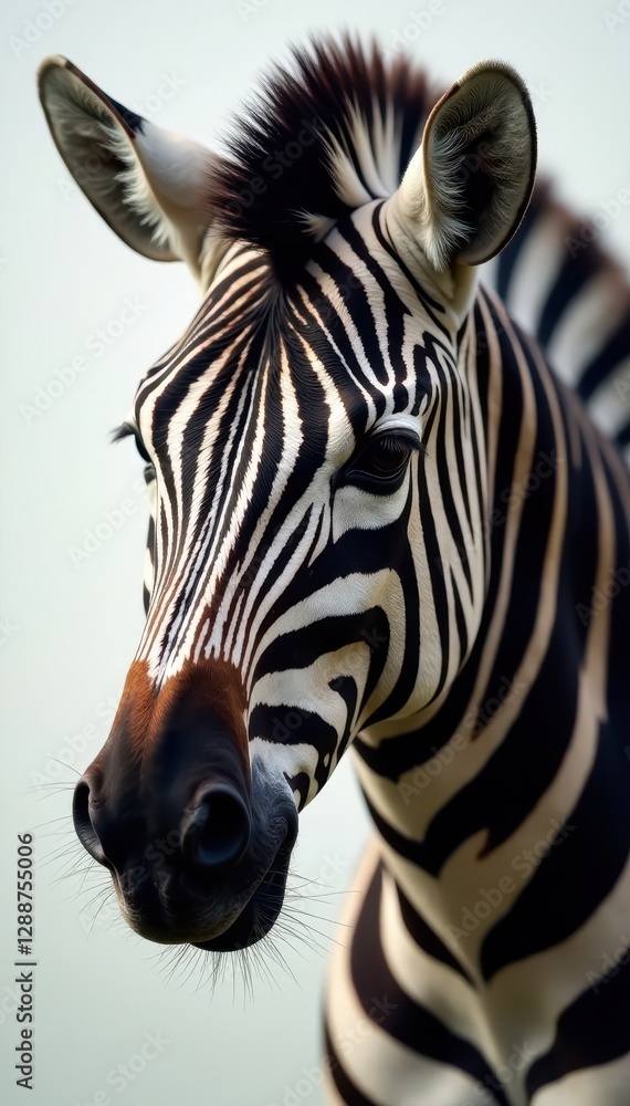 Fototapeta premium Crisp high contrast zebra stripes, macro view, africa, design, background