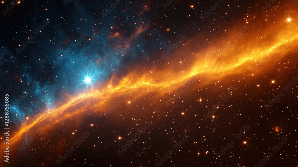 Fototapeta premium A stunning supernova nebula in space with a cosmic blend of colors and a starry universe backdrop