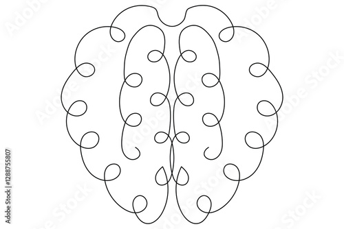Human brain Continuous single line drawing of Vector illustration on a white background

