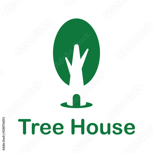 tree house flat minimalist logo design