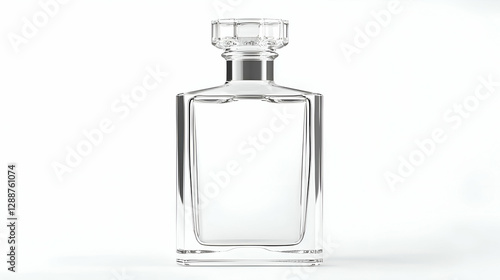 Clear Glass Perfume Bottle on White Background
