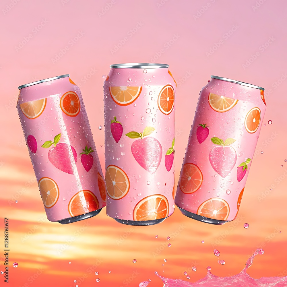 Fototapeta premium Canned Fruit Flavored Drink