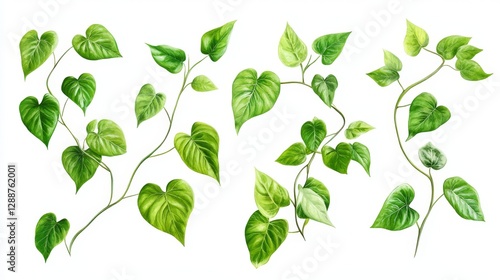 Heartleaf Philodendron Vines Watercolor, botanical , foliage