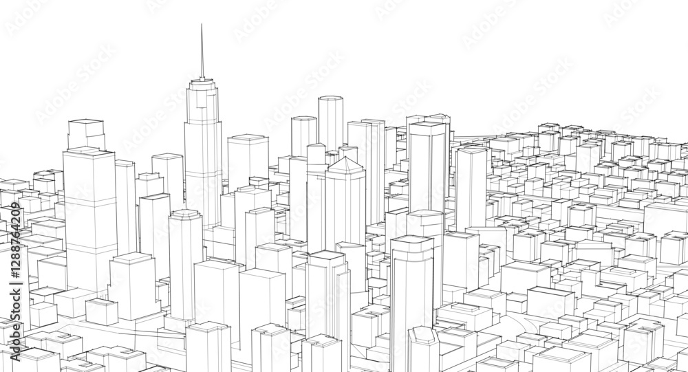 Obraz premium modern city panorama 3d illustration