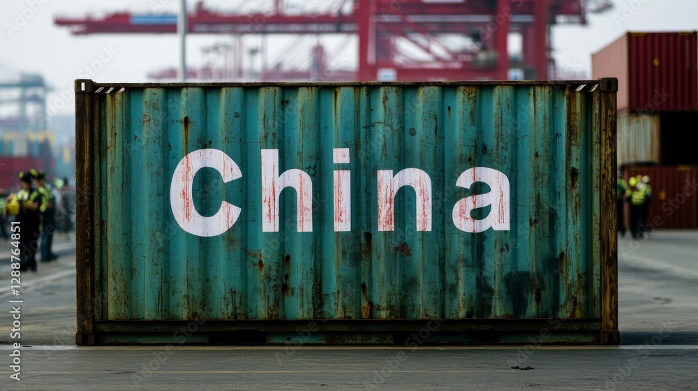 Obraz premium Exploring a shipping container urban setting closeup photography industrial environment detailed perspective container concept