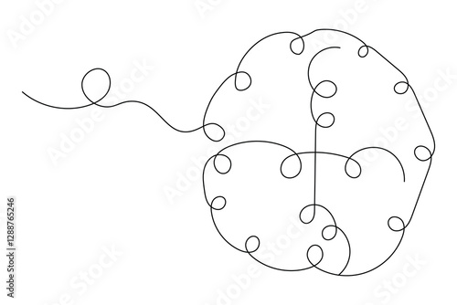 Human brain Continuous single line drawing of Vector illustration on a white background

