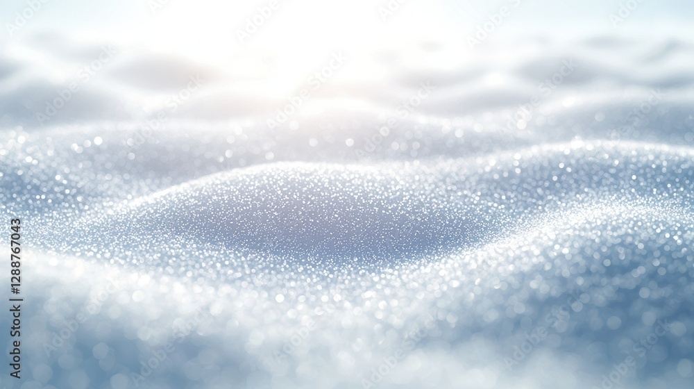 Obraz premium A serene landscape of shimmering snow, softly illuminated by sunlight, creating a tranquil and peaceful winter scene.
