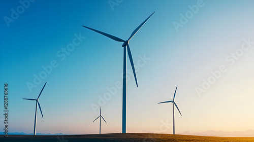 Wind Turbines Generating Clean Energy at Sunset