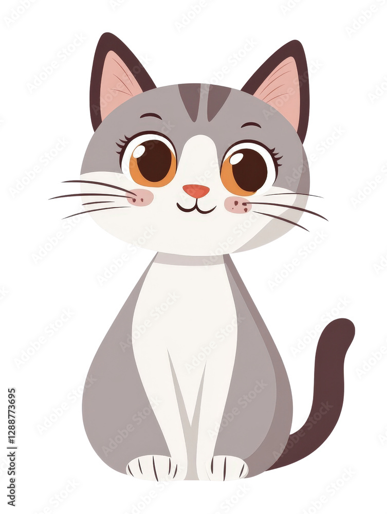 Gray cat with brown eyes sitting calmly on a surface looking directly at the camera in natural light isolated on transparent background. Gray cat with brown eyes sitting calmly on a surface looking directly at the camera in natural light isolated on transparent background.