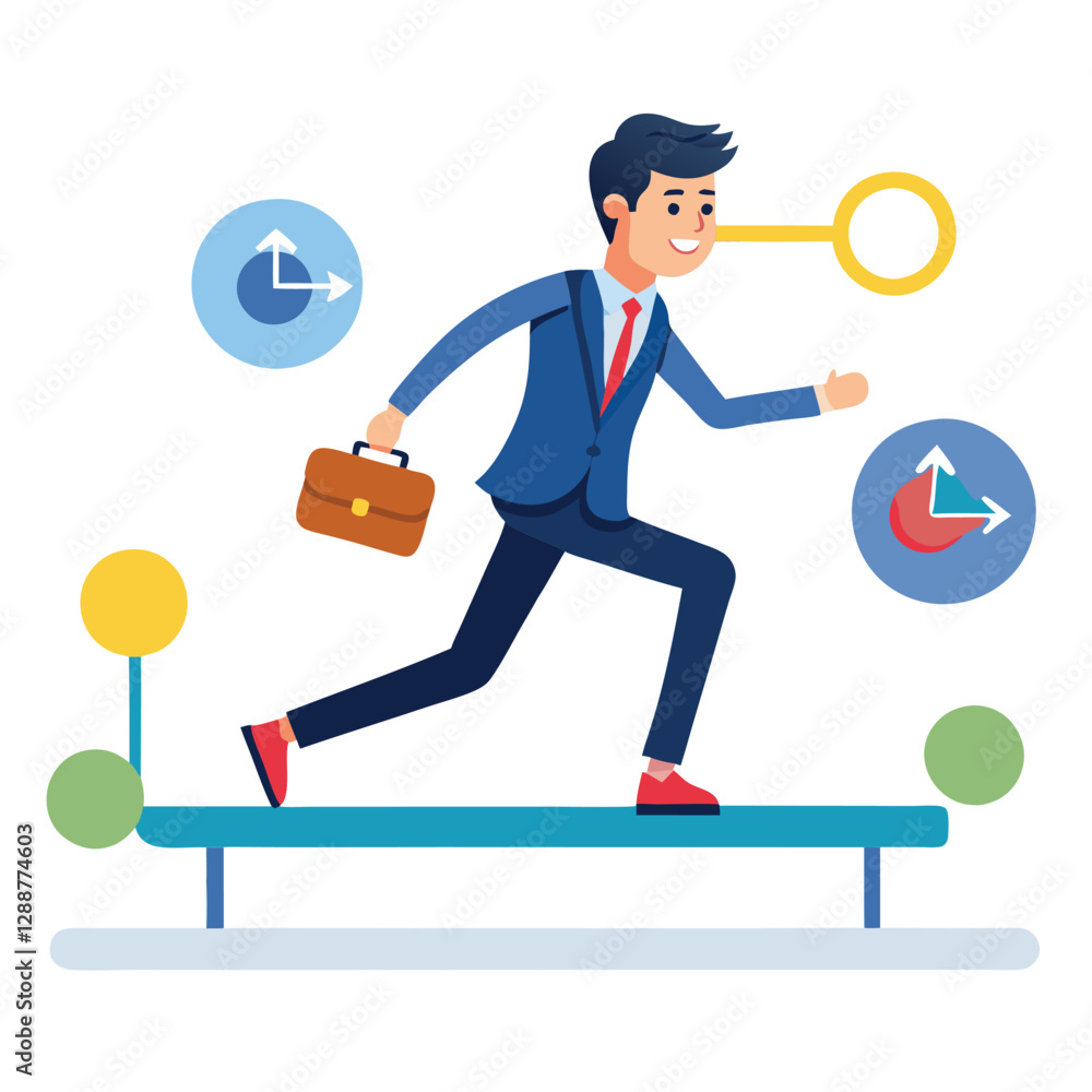 businessman running on project timeline project on white background
businessman running on project timeline project on white background