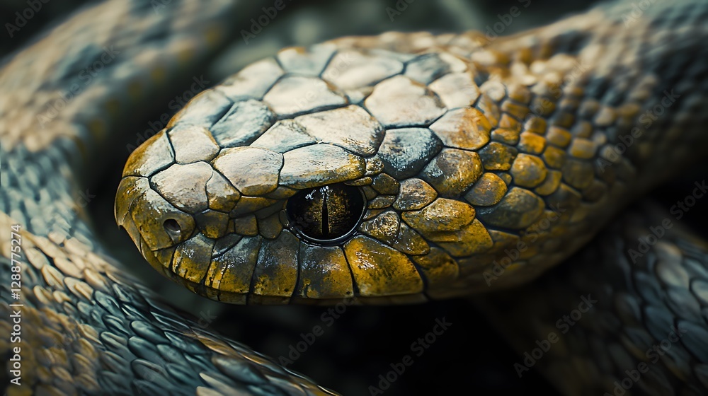 Close-up of a reptile, vibrant scales with intricate patterns, highlighting nature's beauty and animal diversity. Close-up of a reptile, vibrant scales with intricate patterns, highlighting nature's beauty and animal diversity.