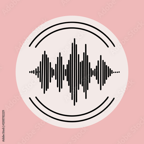 Vector Illustration of a Sound Wave on Circular Background 