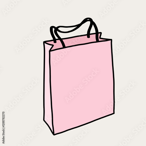 Isolated Pink Blank Shopping Paper Bag Vector Icon on White Background. Surprise Gift Sale Holiday Present. Special Online Shopping Offer. Glamour Lifestyle Concept