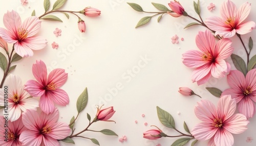 Soft, pastel floral pattern; intertwining blossoms, smooth curves , delicate, fabric, seamless