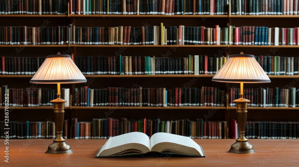 Library Reading Open Book, Lamps and Bookshelves, academia ,reading Library Reading Open Book, Lamps and Bookshelves, academia ,reading