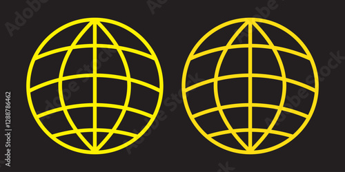 World globe icons set. Earth globe sign. Round and flatten planet symbol. Graphic elements. Vector.