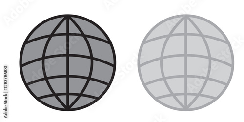 World globe icons set. Earth globe sign. Round and flatten planet symbol. Graphic elements. Vector.