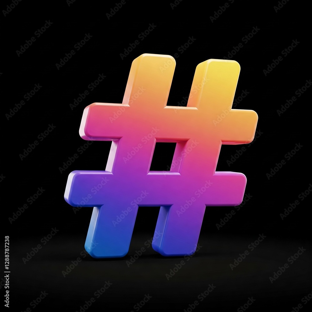 Obraz premium Futuristic 3D Hashtag: Symbol.