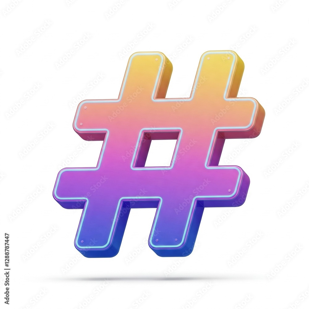 Fototapeta premium Futuristic 3D Hashtag: Symbol.