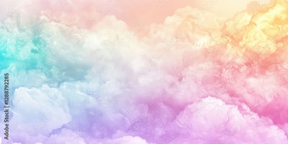 Iridescent fairy-tale sky filled with soft pastel colors and shimmering unicorn magic. Iridescent fairy-tale sky filled with soft pastel colors and shimmering unicorn magic.