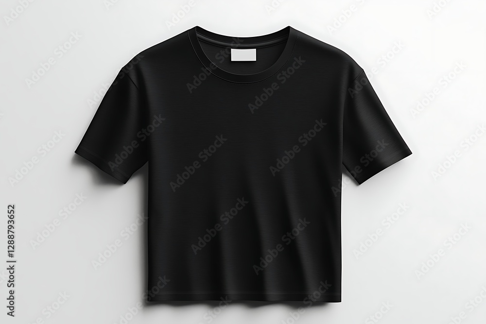 Blank Black T-shirt Mockup on White Background Blank Black T-shirt Mockup on White Background