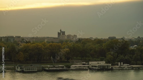 Timelapse video of Belgrade Serbia promenade during nightfall