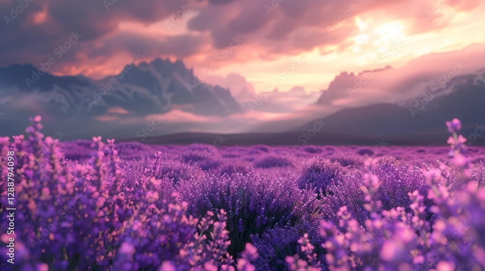 Obraz premium Field of blooming lavender flower 