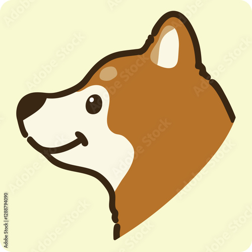 Simple and cute illustration of Shiba Inu in side view