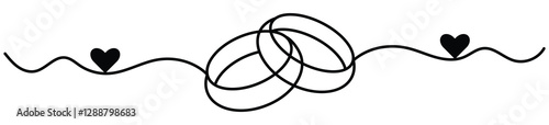 Wedding ring line art vector illustration. Romantic elegance concept and symbol proposal engagement and love marriage in simple linear style. pair of a wedding ring, Engagement ring. 