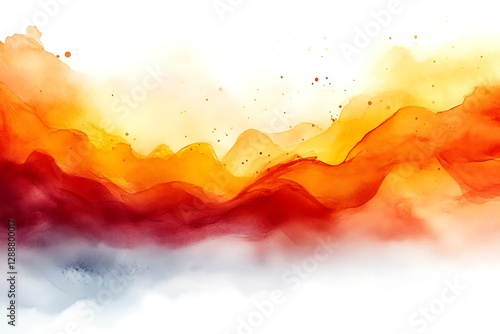 Abstract Watercolor Painting with Warm Hues and Fluid Forms
