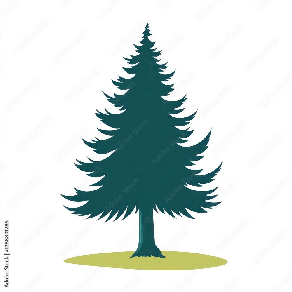Fototapeta premium Forest silhouette, standing tree, nature illustration