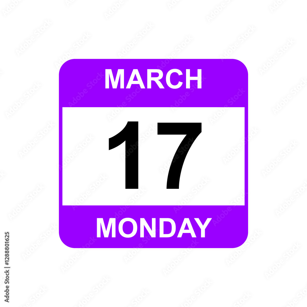 17 March , Monday .Date template. Useful design for calendar or event promotion. Vector illustration EPS 10 file 17 March , Monday .Date template. Useful design for calendar or event promotion. Vector illustration EPS 10 file