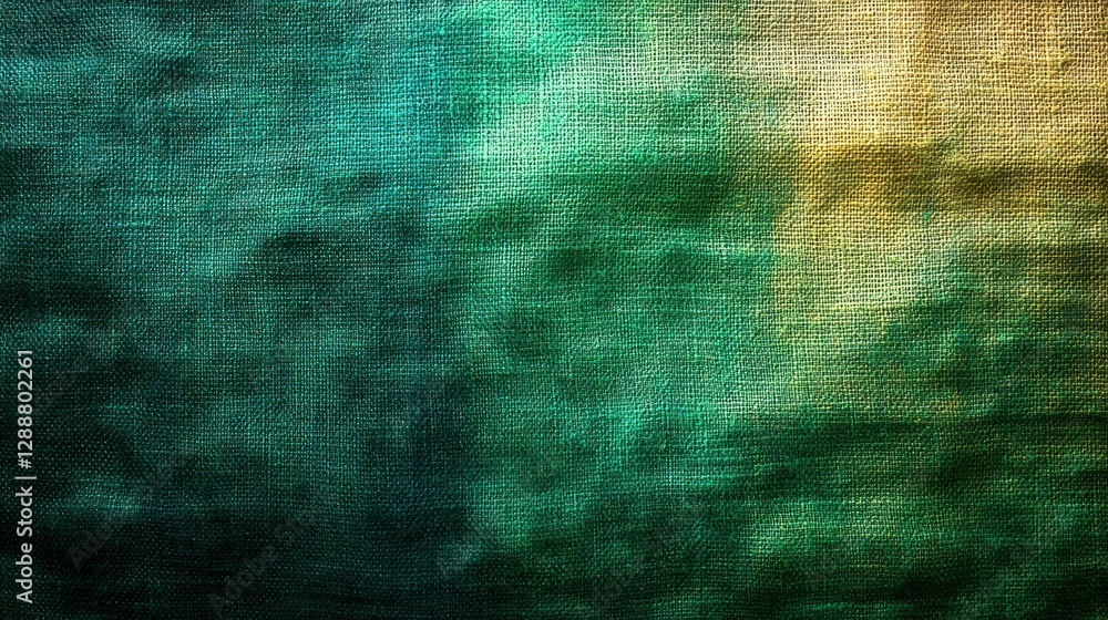 Abstract textured canvas shows gradient colors of various greens and yellow Abstract textured canvas shows gradient colors of various greens and yellow