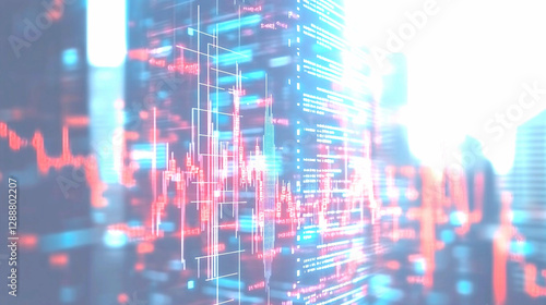 Wallpaper Mural Abstract Financial Data Visualization Red Blue Lines Cityscape Background Torontodigital.ca
