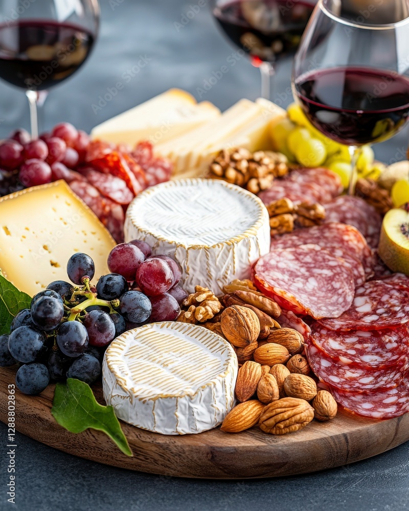 Artisan Charcuterie Board with Cheeses and Fresh Fruits Artisan Charcuterie Board with Cheeses and Fresh Fruits