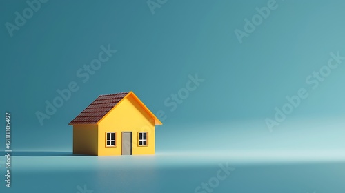 Wallpaper Mural 3D small house on blue background 3D illustration Torontodigital.ca