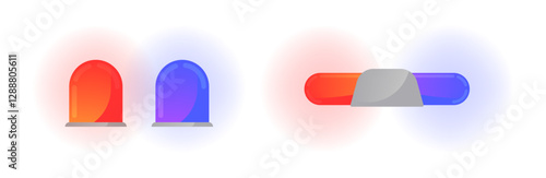 Police red and blue lights vector illustration collection