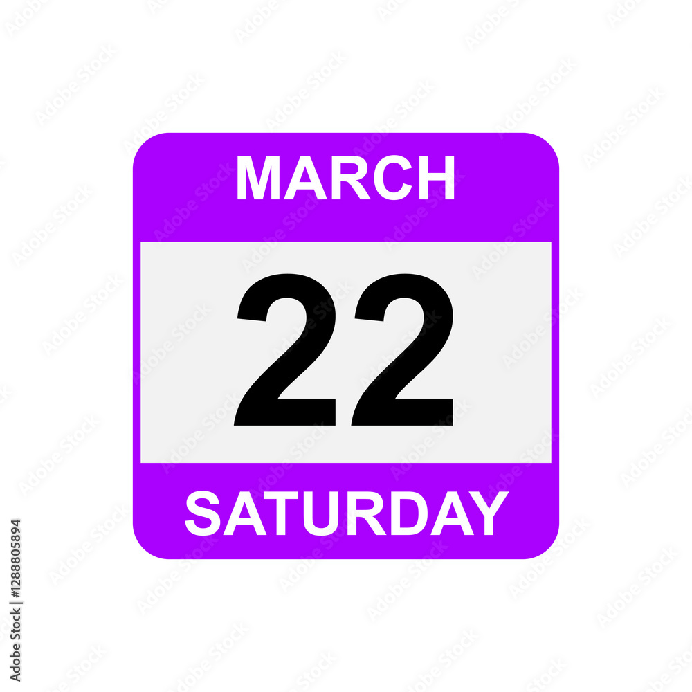 22 March , Saturday .Date template. Useful design for calendar or event promotion. Vector illustration EPS 10 file
22 March , Saturday .Date template. Useful design for calendar or event promotion. Vector illustration EPS 10 file
