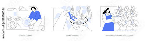 Growing vegetables isolated cartoon vector illustrations se