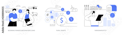 Farm loans isolated cartoon vector illustrations se