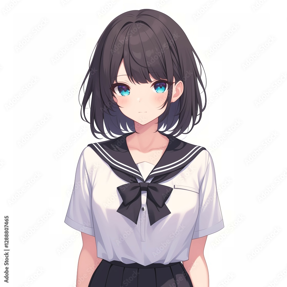 アニメ調の美少女の切り抜き用素材 アニメ調の美少女の切り抜き用素材