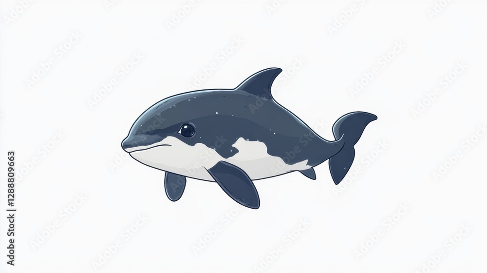 Fototapeta premium The rare and stunning Vaquita, a critically endangered marine mammal, swimming gracefully through the calm waters of its remote habitat in the Gulf of California.
