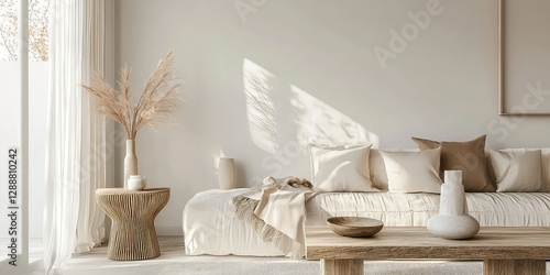 Minimalist home decor styling with neutral colors