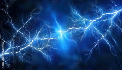 Wallpaper Mural electric blue lightning energy burst with dramatic fractal patterns and glowing intensity in dark space Torontodigital.ca