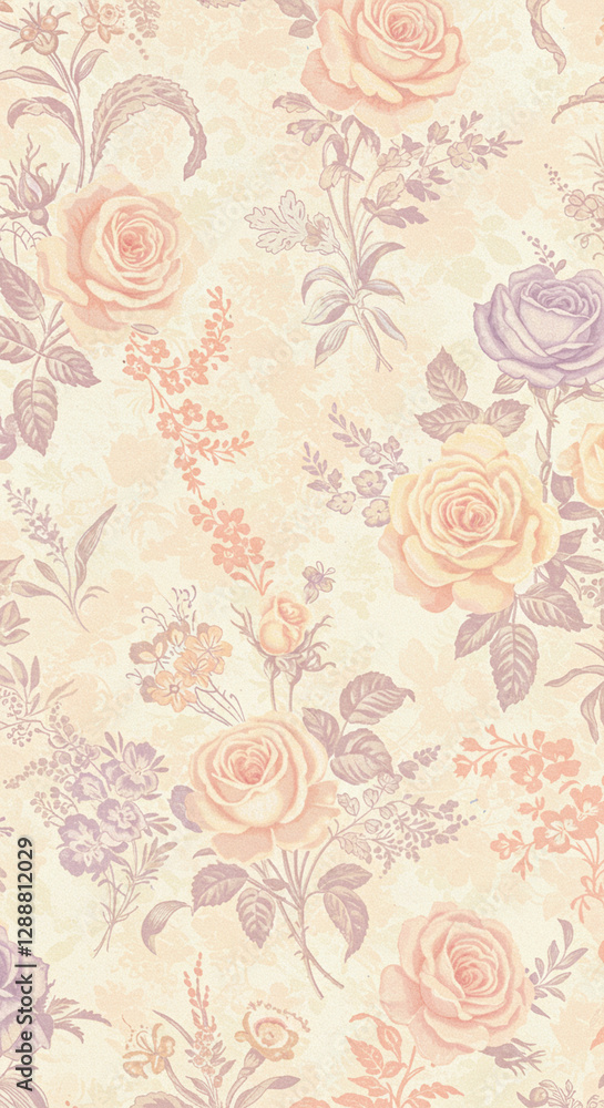 Fototapeta premium Pastel flower printed designs for bed sheet or bed cover textile 4