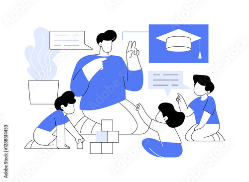 Early childhood education teacher isolated cartoon vector illustrations.